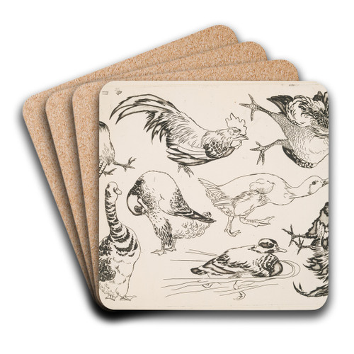 Coqs et canards by Flix Bracquemond Art Drink Coaster set