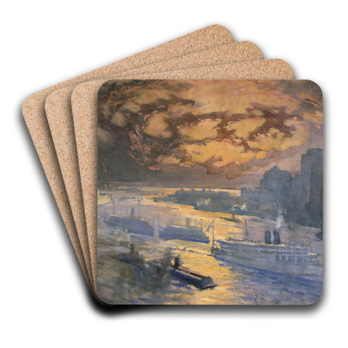 Reflective river by Joseph Pennell Art Drink Coaster set