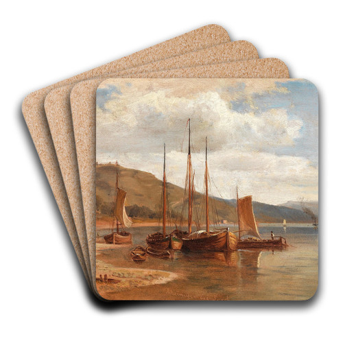Rheinufer bei Lorch by Ludwig Halauska Art Drink Coaster set
