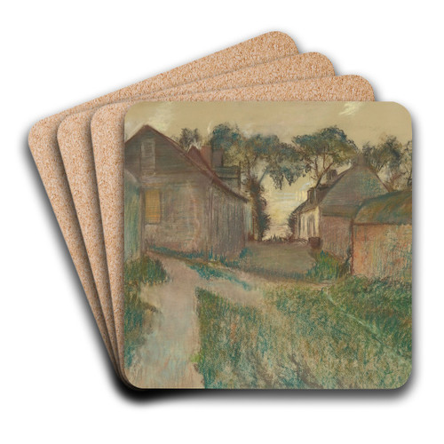 La Rue Quesnoy, Saint-Valry-Sur-Somme by Edgar Degas Art Drink Coaster set La Rue Quesnoy, Saint-Valry-Sur-Somme by Edgar Degas Art Drink Coaster set
