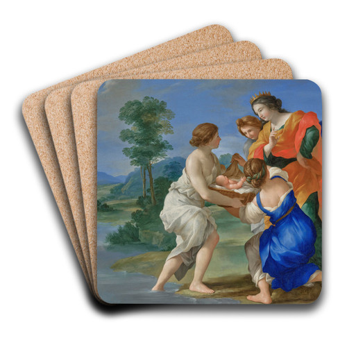 The Finding of Moses by Giovanni Francesco Romanelli Art Drink Coaster set