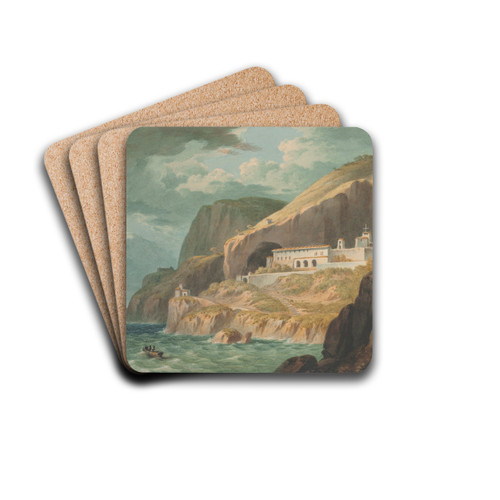 A convent at Amalfi near Salerno, Italy by John Warwick Smith Drink Coasters - set of 4 A convent at Amalfi near Salerno, Italy by John Warwick Smith Drink Coasters - set of 4