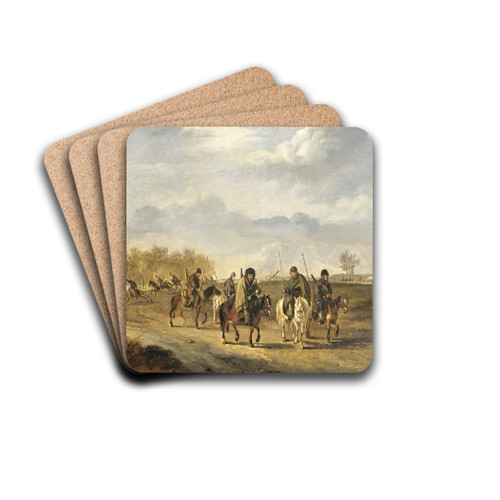 Cossacks on a country Road near Bergen in North Holland, 1813 by Pieter Gerardus van Os Drink Coasters - set of 4