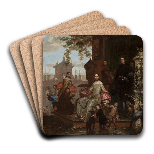 Family portrait by Jan van Kessel the Younger Art Drink Coaster set Family portrait by Jan van Kessel the Younger Art Drink Coaster set