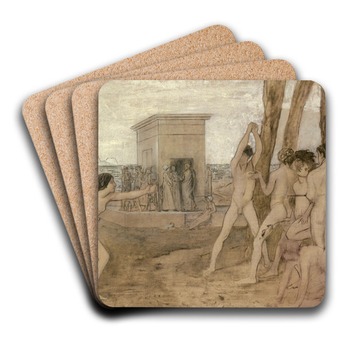 Young Spartan Girls Challenging Boys by Edgar Degas Art Drink Coaster set
