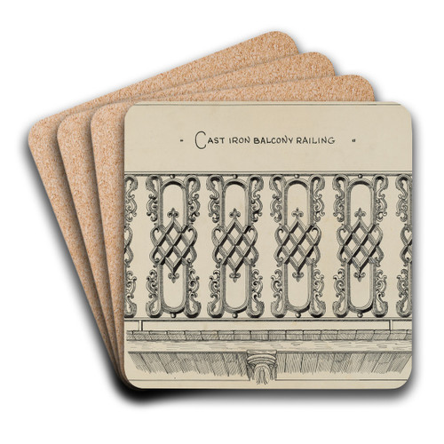 Cast Iron Balcony Rail by Ray Price Art Drink Coaster set
