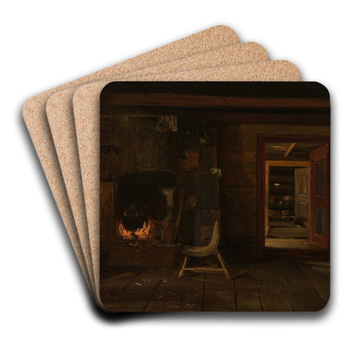 Interir fra Haslemo, Setesdal by Amaldus Nielsen Art Drink Coaster set