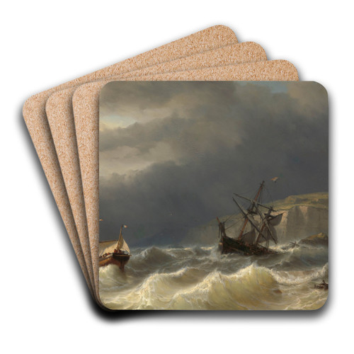 Storm in the Strait of Dover by Louis Meijer Art Drink Coaster set
