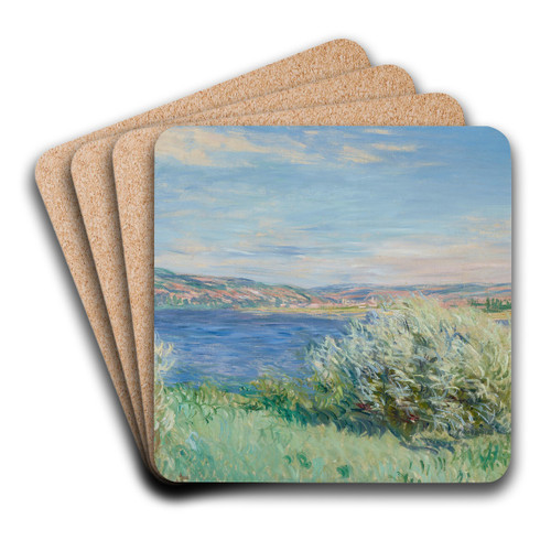 Les bords de la Seine prs de Vtheuil by Claude Monet Art Drink Coaster set