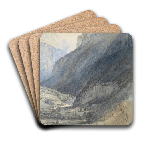 The Valley of Lauterbrunnen, Switzerland by John Ruskin Art Drink Coaster set