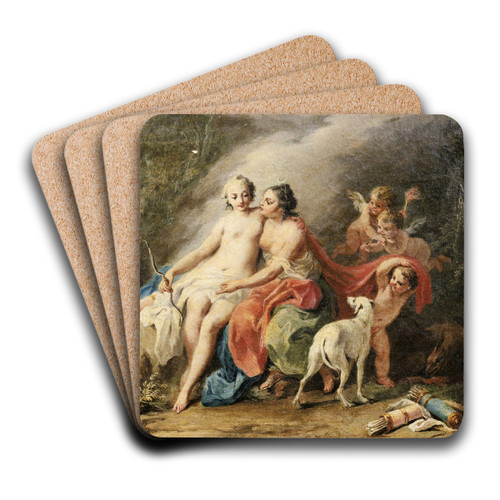 Diana And Callisto by Jacopo Amigoni Art Drink Coaster set
