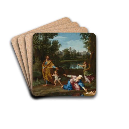 Moses Cast Into The Nile by Nicolas Colombel Drink Coasters - set of 4