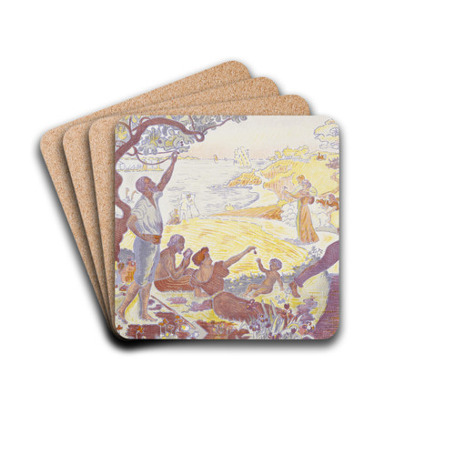 In the Time of Harmony; The Joy of Life-Sunday by the Sea by Paul Signac Drink Coasters - set of 4 In the Time of Harmony; The Joy of Life-Sunday by the Sea by Paul Signac Drink Coasters - set of 4