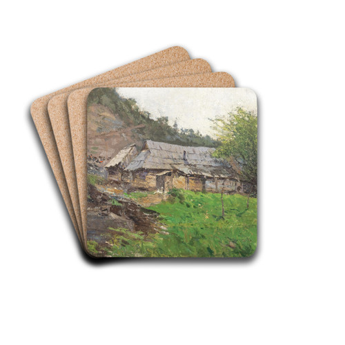 A Landscape with a Hut by Alfred Zoff Drink Coasters - set of 4