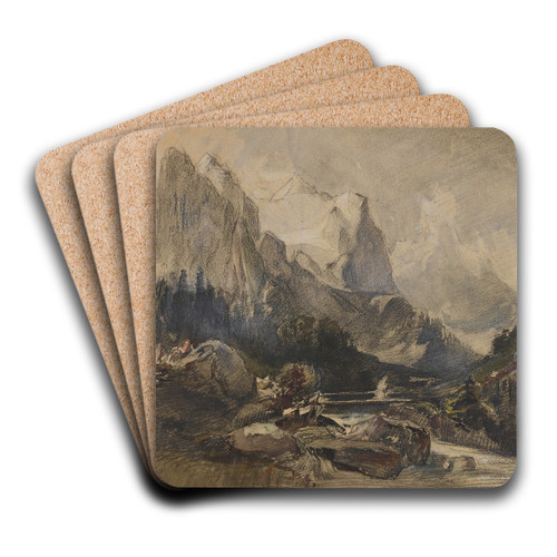 Das Wetterhorn im Berner Oberland by Alexandre Calame Art Drink Coaster set