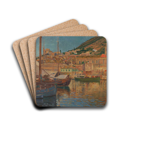 Hafenpartie bei Ragusa by Anton Nowak Drink Coasters - set of 4 Hafenpartie bei Ragusa by Anton Nowak Drink Coasters - set of 4