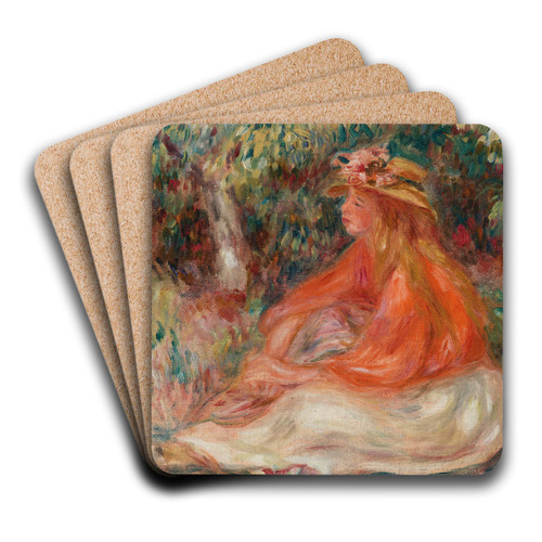 Seated Woman (Femme assise) by Pierre-Auguste Renoir Art Drink Coaster set