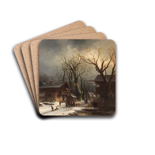 Verschneites Dorf by Anton Doll Drink Coasters - set of 4