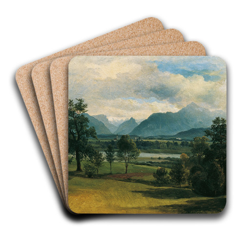Blick auf Liefering by Friedrich August Matthias Gauermann Art Drink Coaster set Blick auf Liefering by Friedrich August Matthias Gauermann Art Drink Coaster set
