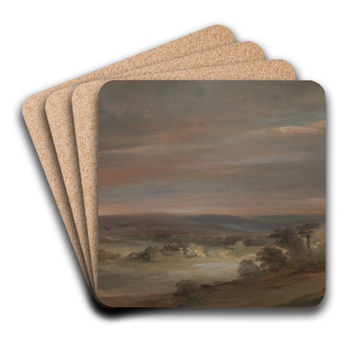 A View on Hampstead Heath, Early Morning by John Constable Art Drink Coaster set