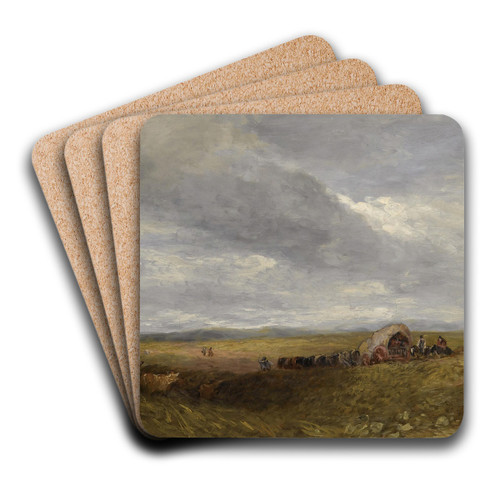 Travellers in a landscape by David Cox Art Drink Coaster set