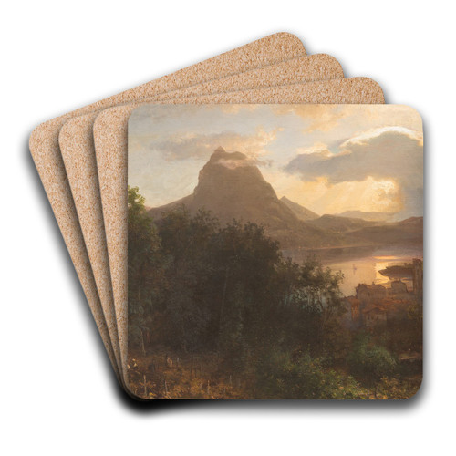 Grape harvest in the evening by Oswald Achenbach Art Drink Coaster set