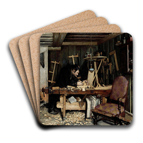A Carpenter's Workshop by Gustav Wentzel Art Drink Coaster set