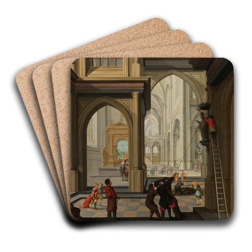 Iconoclasm in a Church by Dirck Van Delen Art Drink Coaster set