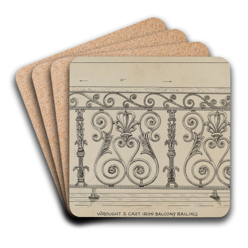 Cast Iron Balcony Rail by Ray Price Art Drink Coaster set