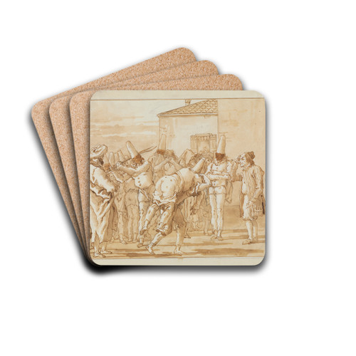 The Flogging of Punchinello by Giovanni Domenico Tiepolo Drink Coasters - set of 4