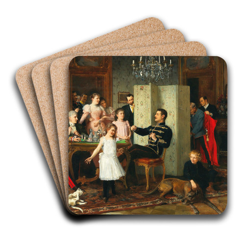Large Family Celebration by Hans Temple Art Drink Coaster set