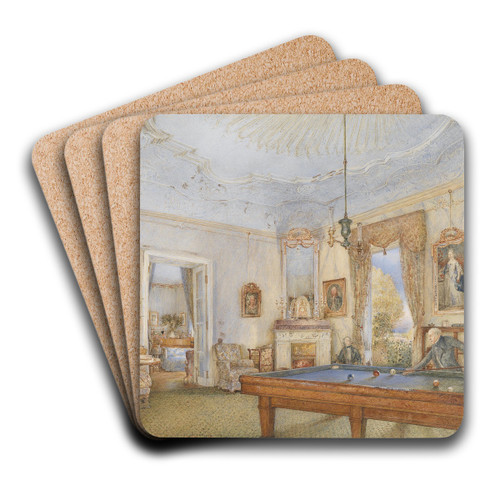 Interieur mit Billard by Franz Alt Art Drink Coaster set