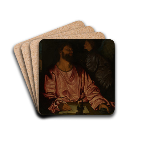 Saint Matthew and the Angel by Giovanni Girolamo Savoldo Drink Coasters - set of 4
