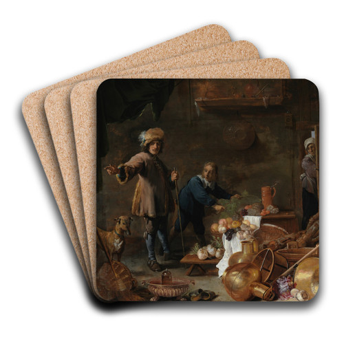 Kitchen Interior by David Teniers The Younger Art Drink Coaster set