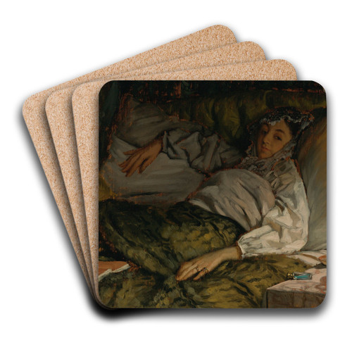 A Reclining Lady by James Tissot Art Drink Coaster set