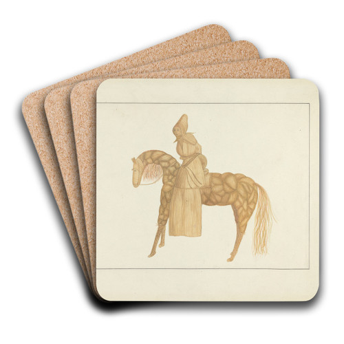 Corn Husk Doll on Horse by Wilbur M Rice Art Drink Coaster set Corn Husk Doll on Horse by Wilbur M Rice Art Drink Coaster set