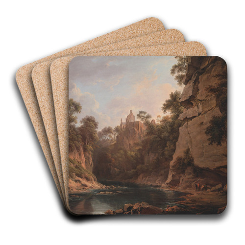 Hawthornden Castle, near Edinburgh by Alexander Nasmyth Art Drink Coaster set Hawthornden Castle, near Edinburgh by Alexander Nasmyth Art Drink Coaster set
