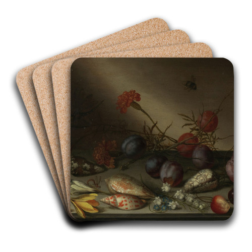 Still Life with Shells, Fruit, and Flowers by Balthasar van der Ast Art Drink Coaster set Still Life with Shells, Fruit, and Flowers by Balthasar van der Ast Art Drink Coaster set