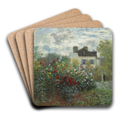The Artist's Garden in Argenteuil (A Corner of the Garden with Dahlias) by Claude Monet Art Drink Coaster set