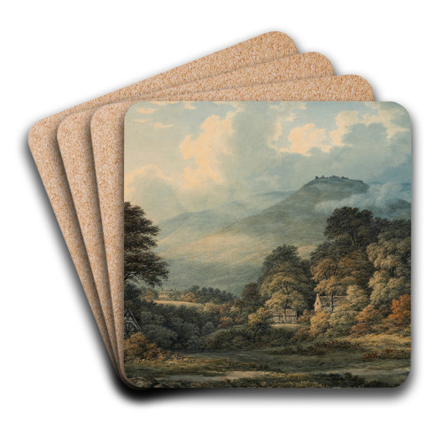 Extensive Landscape with Distant Mountains by John Glover Art Drink Coaster set
