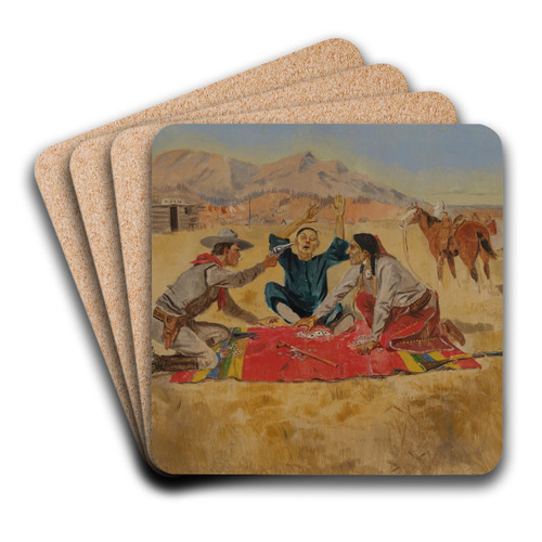Not a ChinamansChance by Charles Marion Russell Art Drink Coaster set Not a ChinamansChance by Charles Marion Russell Art Drink Coaster set