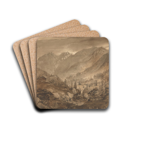 Mountain Landscape, Macugnaga by John Ruskin Drink Coasters - set of 4