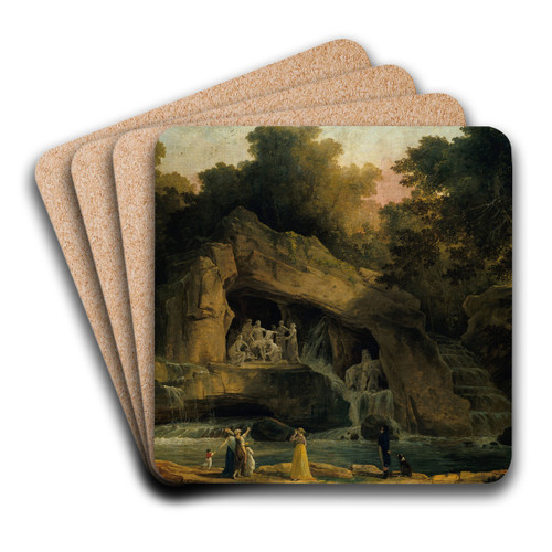The Baths Of Apollo In Versailles by Hubert Robert Art Drink Coaster set