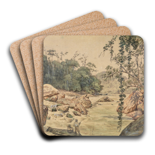 Zwei Angler am Parahybafluss by Ferdinand Keller Art Drink Coaster set