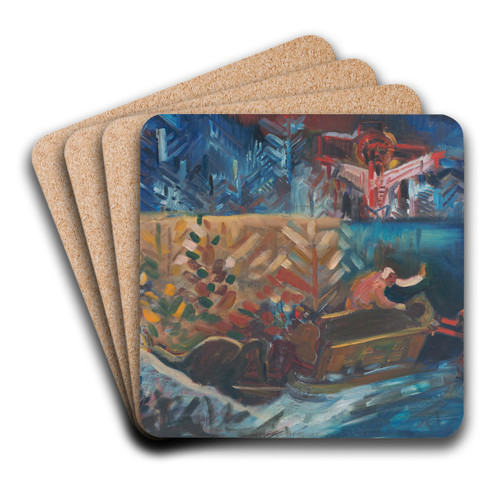 Carrying the Sick by Arnold Peter Weisz-Kubnan Art Drink Coaster set