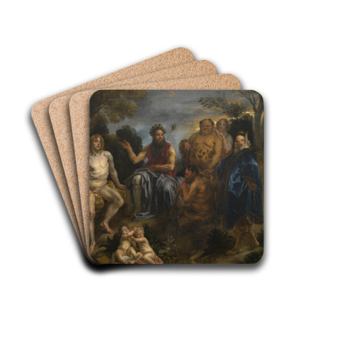 The Judgement of Midas by Follower of Jacob Jordaens Drink Coasters - set of 4 The Judgement of Midas by Follower of Jacob Jordaens Drink Coasters - set of 4
