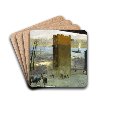 The Lone Tenement by George Wesley Bellows Drink Coasters - set of 4 The Lone Tenement by George Wesley Bellows Drink Coasters - set of 4