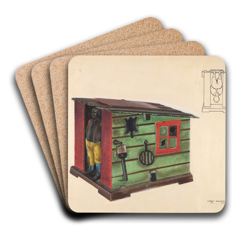 Toy bank - Man in a Cabin by Chris Makrenos Art Drink Coaster set