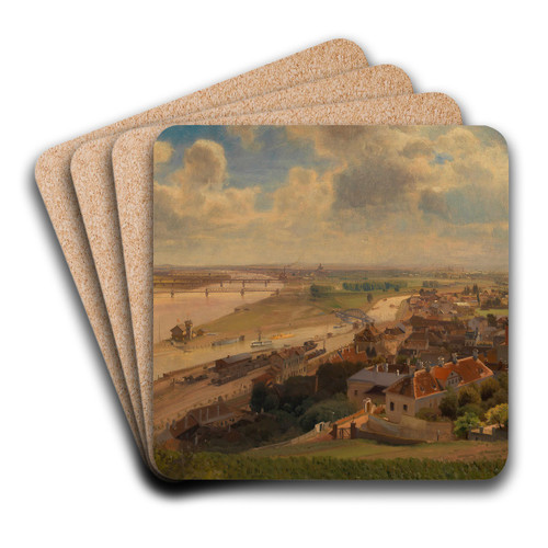 Ansicht der Stadt Wien und der regulierten Donau von Nussdorf aus by Anton Hlavacek Art Drink Coaster set