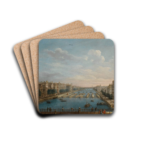 A View Of The Binnen Amstel Looking North by Pietro Bellotti Drink Coasters - set of 4 A View Of The Binnen Amstel Looking North by Pietro Bellotti Drink Coasters - set of 4